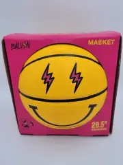 Market X JBalvin Smiley Basketball Lightning Bolt 29.5" Regulation Size Yellow