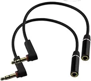 Seadream 2PACK 6 inch 3-Pole 3.5mm Male Right Angle to 3.5mm Female Stereo Audio Cable Headset Extension Cable for Beats Dr. Dre Studio iPhone