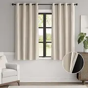 JINCHAN Blackout Curtain for Living Room Thermal Insulated Room Darkening Grommet Top Window Drape Bedroom Eyelet Curtain 1 Panel, Each W137cmxD160cm Greige