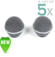 5x Mesh Microphone Grille Fits Shure SM58 Microphone Die-cast, Silver Plated