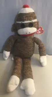 Ty Beanie Buddy - SOCKS the Sock Monkey (Brown)(Medium - 17 inch Plush) MWMT