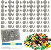 Car Roof Repair Kit, 100 Pieces Car Roof Headliner Repair Button, 100 Pieces Colorful Push Pins Universal Auto Roof Snap Rivet Retainer, 1 Screwdriver and 1 Measure Tape (Grey)