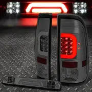 FOR 08-16 FORD SUPER DUTY LED C-BAR TAIL LIGHT+3D THIRD BRAKE/CARGO LAMP TINTED