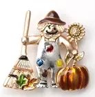 HARVEST FALL SCARECROW FALL LEAVES GOLD TONE BROOCH