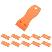 Plastic Razor Blade Scraper with 20pcs Plastic Razor Blades Orange