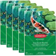 Derwent Academy Acrylic Drawing Pad Portrait 12 Sheets Artists (A4) [5 Pack]