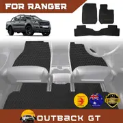 6D Diamond Car Floor Mats for Ford Ranger 2015-2018 (PX2 Dual Cab Ute) Full Set - Heavy Duty Carpet Liner