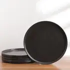 Stone Lain Coupe - Celina Stoneware round Dinner Plates Set, 4-Piece, Black Matt