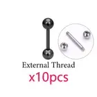 10Pcs G23 Titanium Tongue Piercing Ring Industrial Barbell Ring Long Nipple Bar