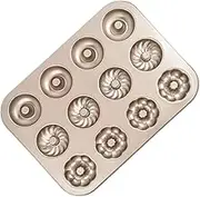 Donut Cake Pans Carbon Steel 12-Cavi Non-Stick Ring Doughnuts Bakeware Baking Maker DIY Donut Pan Easy to Clean Multicolor220 pe A