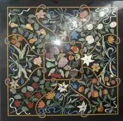 20" black square Marble Coffee Table Top malachite Inlay Work Kitchen Side Table