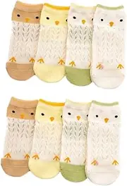 Kisangel Child Socks 4 Pairs Spring Summer Non-Slip Chick Design Elastic Comfortable
