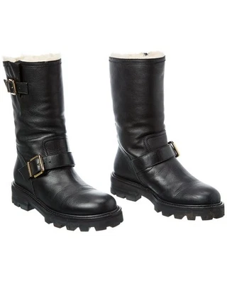 Jimmy Choo Biker Ii Leather Boot (Authentic Pre-Loved) Women's 37