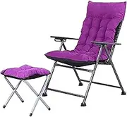 Lightweight Portable Folding Deck Chair Leisure Nap Lunch Break Folding Lounge Chair Living Room Sofa Chair Balcony Bedroom Home Single Backrest Lazy Recliner Home Outdoor (Color : Red) (Purple)