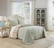Waverly Garden Glitz Modern Farmhouse Floral 3-Piece Reversible Quilt Bedding Bed Spread Set, King/California King, Vapor