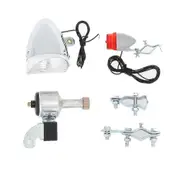 Bicycle Dynamo Lights Set Headlight Rearlight LED Bicycle Light Motorized Bike Friction Dynamo Generator Head Tail Light Blacksilver