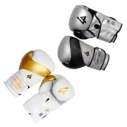 2 Pairs 14 Oz Pro Style Boxing Training Punching Sparring Gloves White & Silver