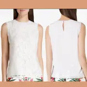 NWT! $175 Ted Baker White Lace Front Sleeveless Top [ SZ Ted Baker 1 ] #829
