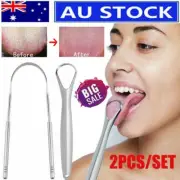 2 X Stainless Steel Tongue Tounge Cleaner Scraper Dental Care Oral Mouth Kit AL