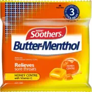 SOOTHERS Butter-Menthol Honey Centre Sore Throat Lozenges 30 Pack, 120G