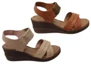 New Face Emily Womens Comfortable Leather Wedge Sandals Made In Brazil - SSA