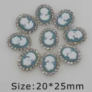 Women Style Rhinestone Buttons 25x20mm Oval Resin Charms Crafting Button 10Pcs
