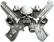 [JEAN'S FRIEND] Vintage Rhinestones Skull W Gun Belt Buckle also Stock in US