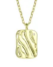 Genevive 14K Over Silver CZ Square Pendant Necklace