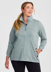 [Taking Shape] Taking Shape Active Spacedye Half Zip Top Size 10 in Ocean - Plus Size Women's Clothing Ocean