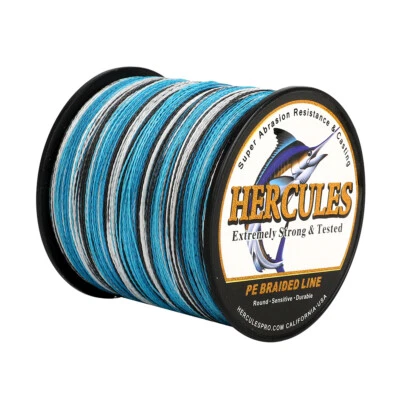 Hercules PE 500M 547 Yards 4 Strands 30lbs Braided Fishing Line Blue Camo Fish