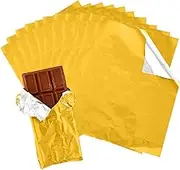 Whaline 150Pcs Gold Aluminium Foil Candy Wrappers Chocolate Fudge Packaging Wrappers for DIY Crafts Home Kitchen Food Fruit Party Gifts Wrapping Supplies, 6 x 7.5 Inch