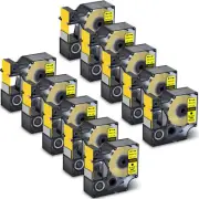10PK For DYMO D1 45808 LabelManager 350D 450 Black on Yellow Label Tape 19mm