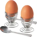 【EXCELSA】附匙彈簧造型蛋杯2入(雞蛋杯 蛋托 早午餐 餐具)