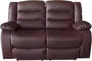 2 Seater Recliner Sofa in Faux Leather Lounge Couch in Brown