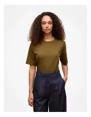 [Trenery] Modal Cotton Boxy Crew T-shirt in Dark Khaki