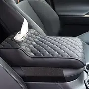 Car Center Console Cover, Leather Memory Foam Car Arm Rest Cover with Tissue Holder, Armrest Seat Box Cover Protector for Most Vehicle SUVs Trucks, Car Interior Accessories