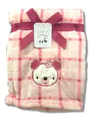BLANKET PLUSH - DUCK DUCK GOOSE GIRLS 243 - BEAR PINK - BABY TODDLER CRIB BED