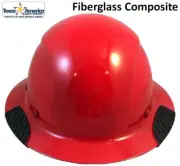 DAX Fiberglass Composite Lift Safety Full Brim Hard Hat - Red