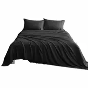 Ultra Soft Bamboo Sheet Sets Fitted Flat Pillowcase Single King Single Double Queen King Black
