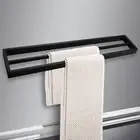 ACA Bathroom Black 60cm Double Towel Rack Rail Stainless Steel Square Wall Mount