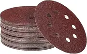 50Pcs Sanding Discs 5.9 Inch 150mm 8 Holes 220/180/120/80/60 Grit Sandpaper for Random Orbital Sander