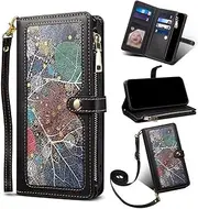 [Czhwsm] Compatible for Case Oppo A78 (4G) Flip Wallet Cover PU Leather with Kickstand Card Holder Magnetic Closure+2X Temper Glass Screen Protector- Black