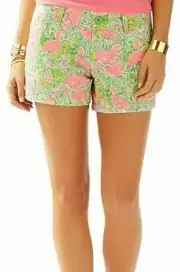 NWT Lilly Pulitzer 3" Walsh Short Resort White Hot Wings Flamingo $58 XS 24 000