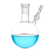 500ml 24/40 Glass Reaction Flask W/PTFE Stopcock Lab Chemistry Reactor Bottle