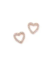 Diamond Heart Stud Earrings in 14K Rose Gold, .20 ct. t. w.