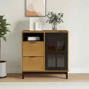 vidaXL Sideboard with Glass Door FLAM 80x40x80 cm Solid Wood Pine 2BB
