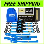 Ratchet Tie-Down Straps - 1200 lb Steel Hooks & Storage Bag for Safe Transport