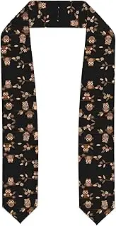 [SKKNT] Cute Brown Cartoon Owls Print Graduation Shawl Stole For Academic Commencements Honor Sash Congratulations Gift