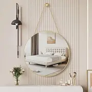 Round Small Wall Hanging Mirror Round Wall Mirror Wood Frame Bathroom Mirror Circle Mirrors Vanity Mirror for Living Room, Bedroom Entryway Bedroom (Gold)