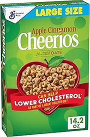 Apple Cinnamon Cheerios, Heart Healthy Gluten Free Breakfast Cereal, Made with Whole Grain Oats, Large Size, 14.2 oz